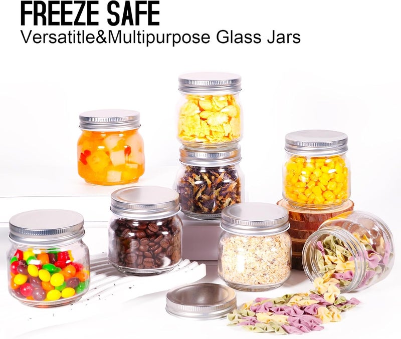 BEWAVE Glass Mason Jars, 8 oz Clear Glass Jars with Lids for Sealing, Regular Mouth Canning Jars for Food Storage, Snacks, Candies, DIY Projects, 8 Pack - Image 3